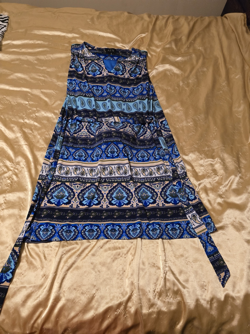 AUW Blue Patterned Boho Maxi Skirt